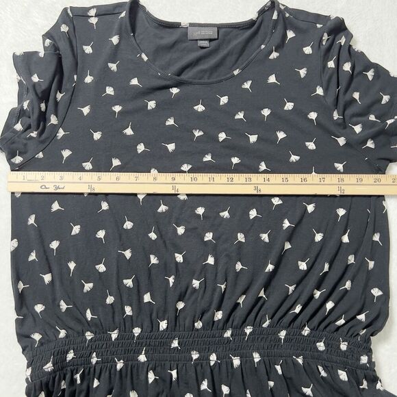 J. Jill Wearever Collection Midi Dress Womens Sz PL Black Printed Elastic Waist - Picture 8 of 11